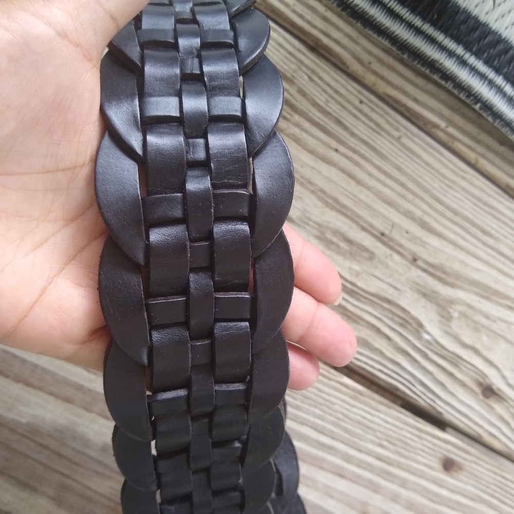 Genuine Leather wide beaded belt